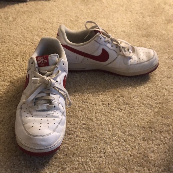 White and Red Nike Air Force 1’s Size 11 - Picture 2 of 2